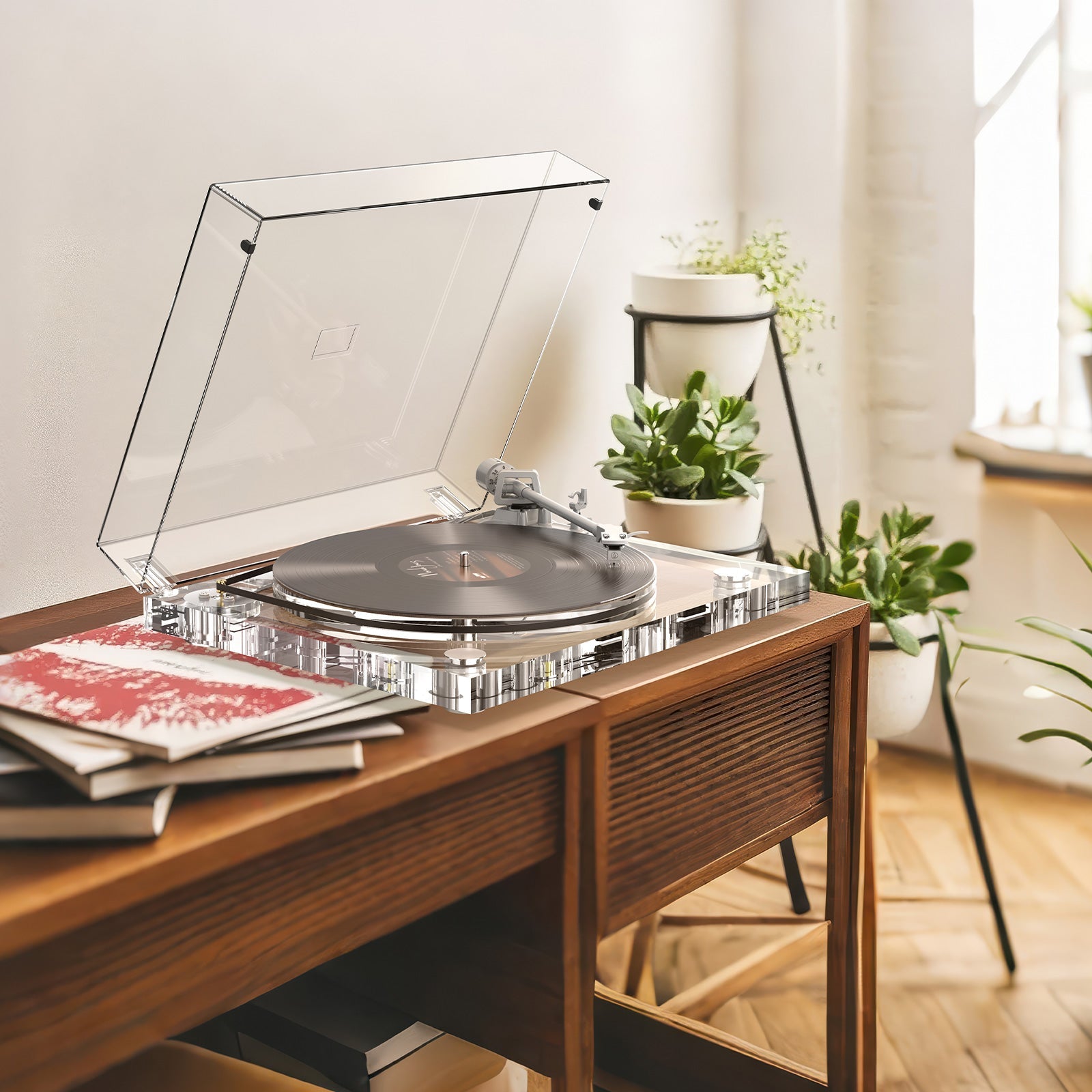 Platine Vinyle Transparente Bluetooth – Design Hi-Fi Premium | AVA Glas